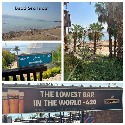       Collage of relaxed beach side views.
  