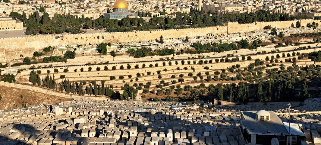 View of the Dome of the Rock and surrounding landscape.