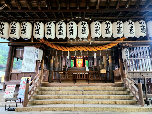 Traditional temple entrance with paper lanterns.