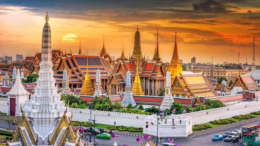 Grand Palace with sunset sky.