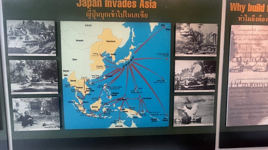 Display with a map and historical images related to WWII.