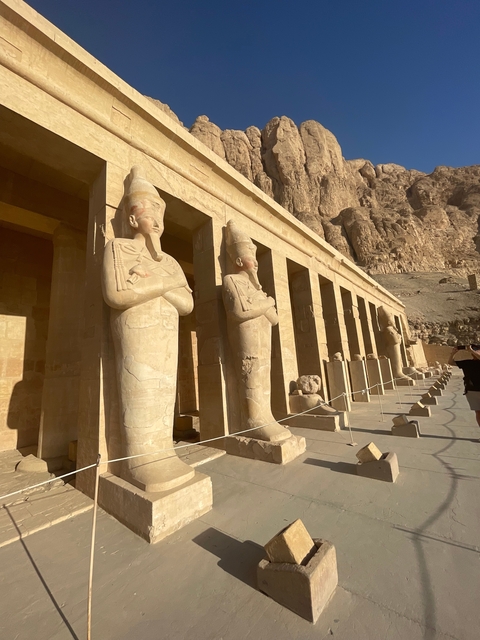 Ancient statues at the Temple of Hatshepsut.