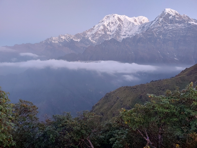 Mountain range covered in clouds.