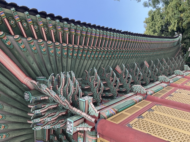       Intricate traditional Korean roof architecture.
  