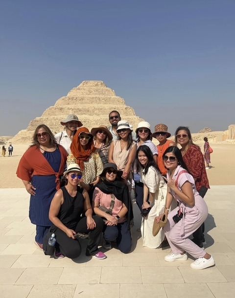      Group in front of Saqqara step pyramid
  