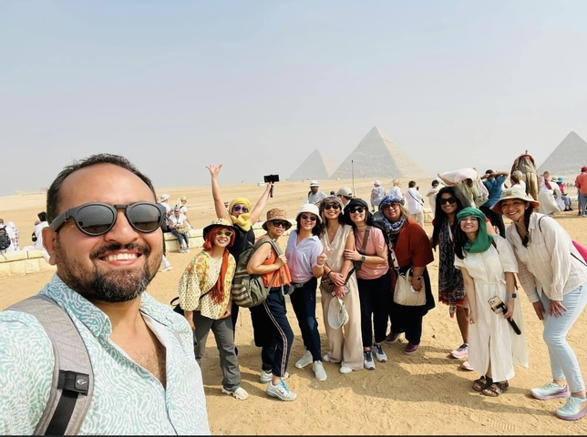       Group in front of Pyramids in Giza
  