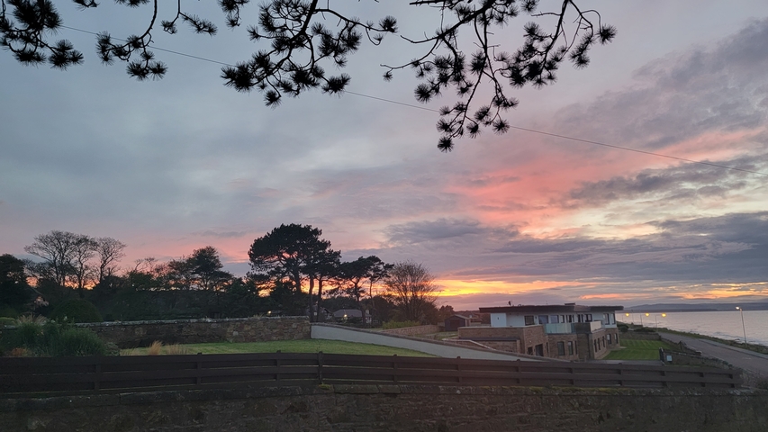 Sunset view over a coastal area.