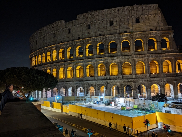 Night view of the Colosseum with illumination.