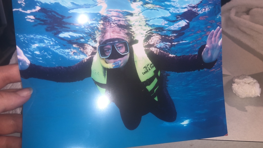       Person snorkeling in clear blue water
  