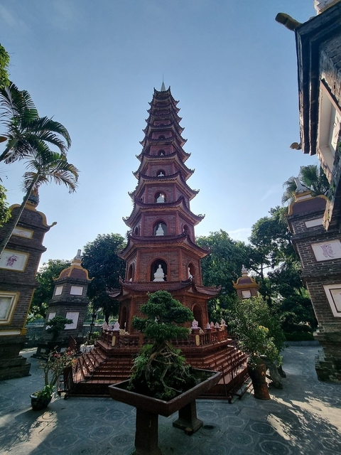 Pagoda surrounded by trees in Vietnam
