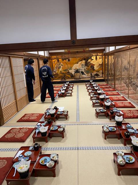 Traditional dining setup in a tatami room