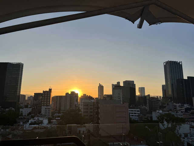 City skyline during sunset.