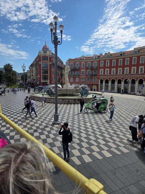 Street with checkered floor and buildings