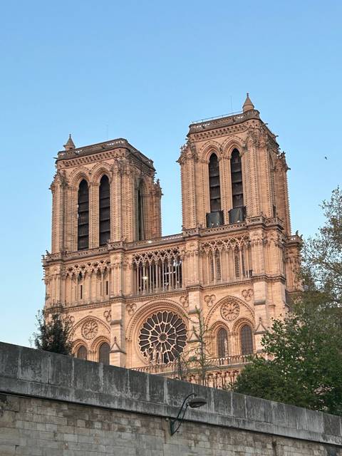Facade of a Gothic cathedral with intricate details.