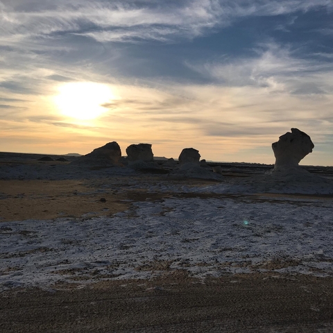 Desert rocks at sunset or sunrise.