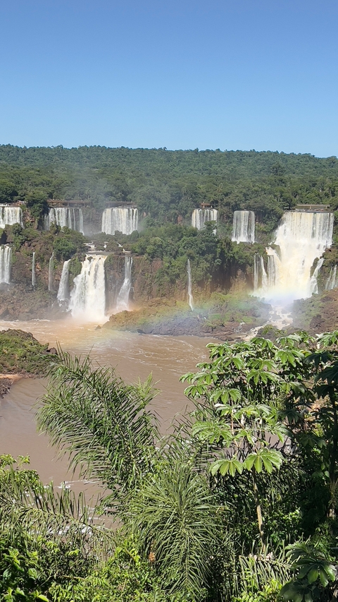       Spectacular waterfall with a rainbow.
  