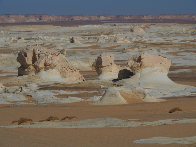 Rock formations in a surreal desert landscape, White Desert, Egypt.