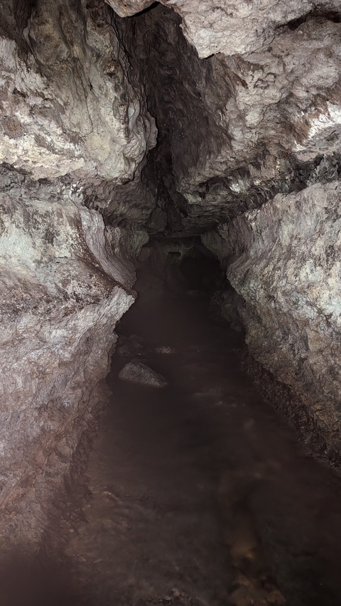 Interior of a dark cave.