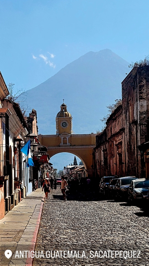 Santa Catalina Arch with a mountain background.