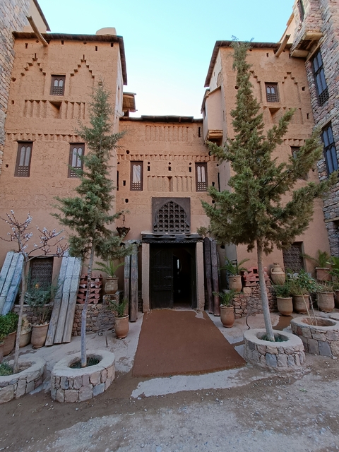       A traditional Moroccan building facade.
  