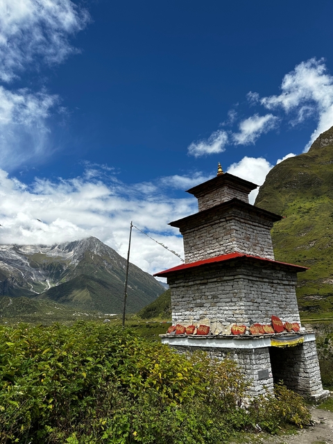       Stone structure in a mountain landscape.
  