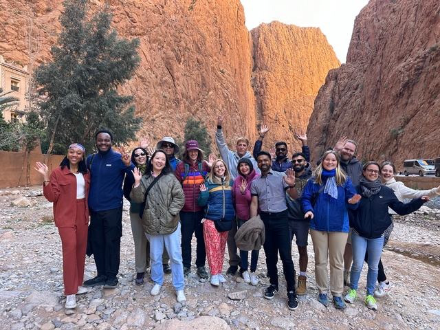 Group of people posing in Todra Gorge