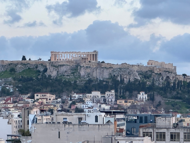 View of the Acropolis from a distance.