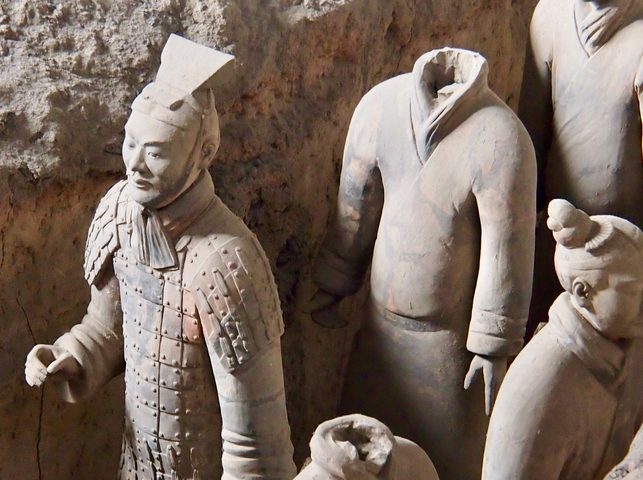       Close-up of Terracotta Warriors in Xi'an, showcasing intricate details.
  