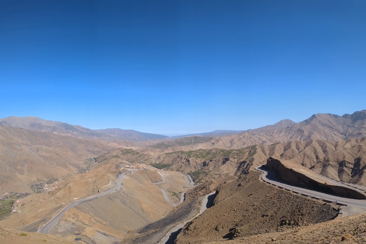 Winding road through arid mountains.