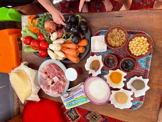 Variety of ingredients for cooking including spices and vegetables.