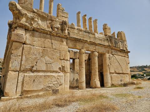       Ancient architectural remains with columns.
  