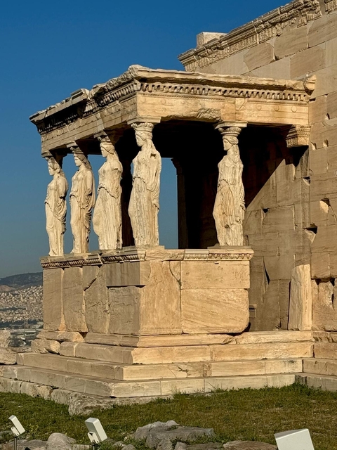 The Caryatids of the Erechtheion on the Acropolis.