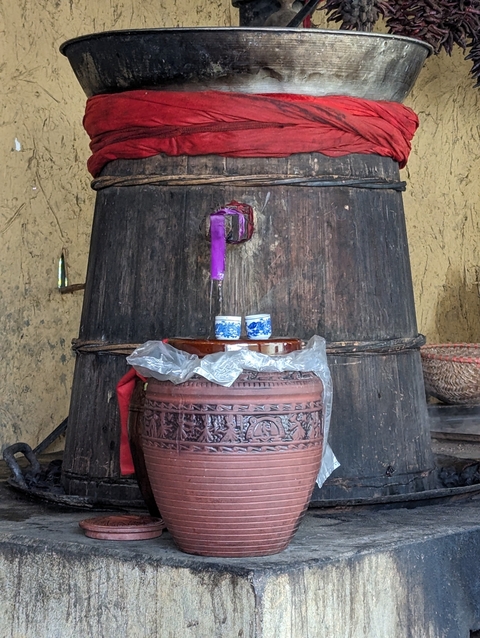 Traditional pottery with decorative elements.