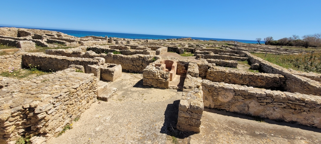       Coastal ancient ruins with ocean in the background.
  