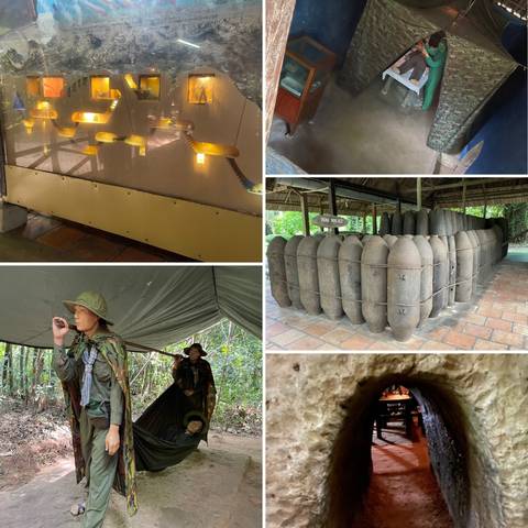 Artifacts and displays within the Cu Chi Tunnels.