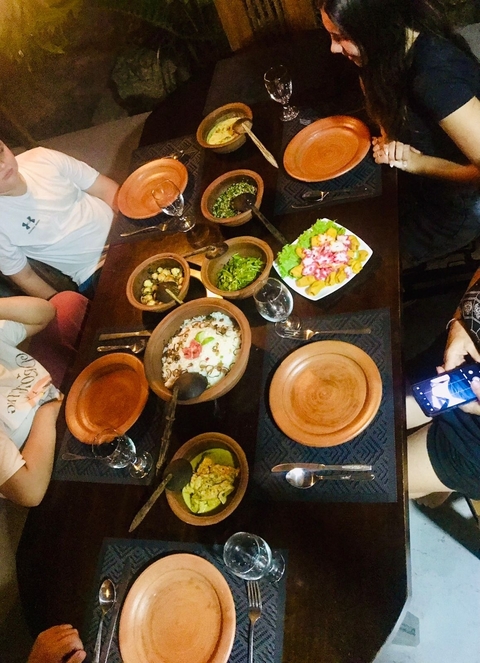 Traditional Sri Lankan meal in a cozy setting.
