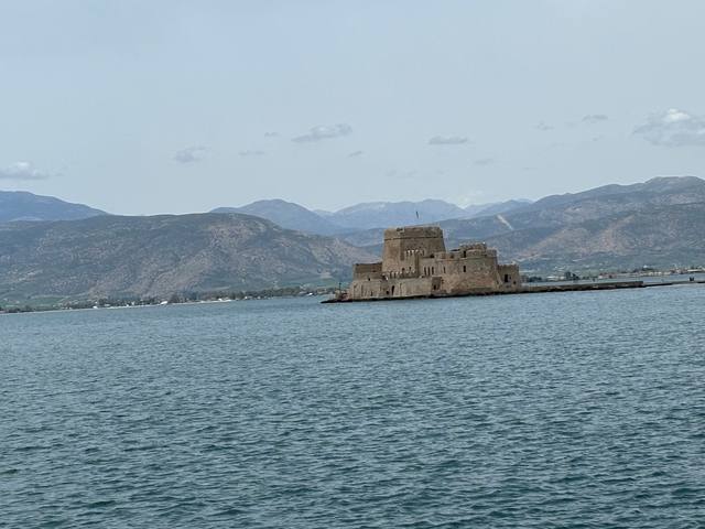       Fortress on a small island surrounded by sea.
  