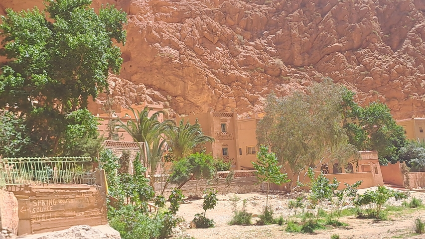 Traditional Moroccan village with rocky landscape.