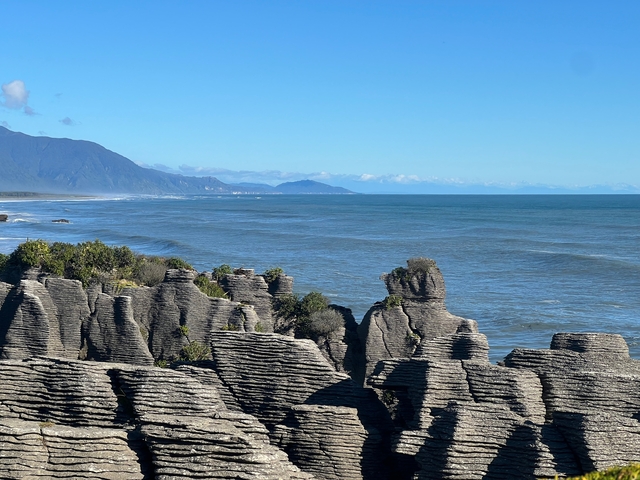       The Pancake Rocks and rugged coastline of Punakaiki.
  