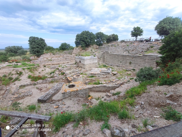 Ancient ruins with pathways and greenery.