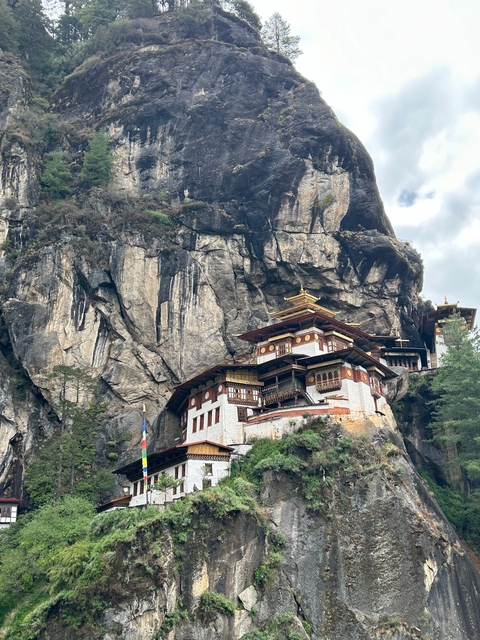 Tiger's Nest Monastery built on a cliffside.