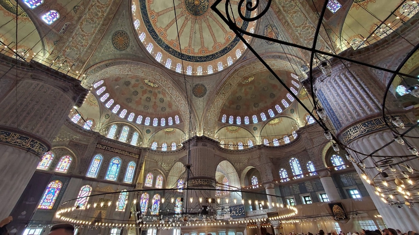       Intricate interior of a historic mosque.
  