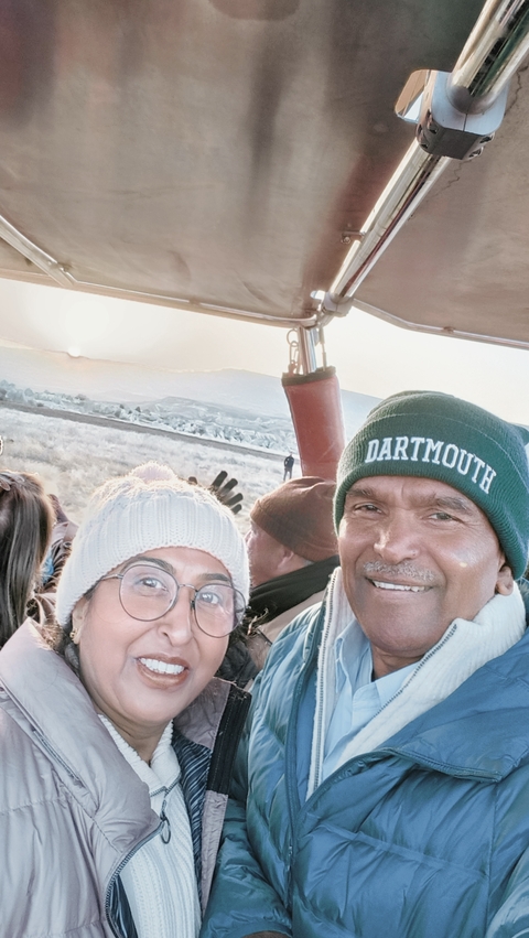 Selfie photo in a hot air balloon with scenic views