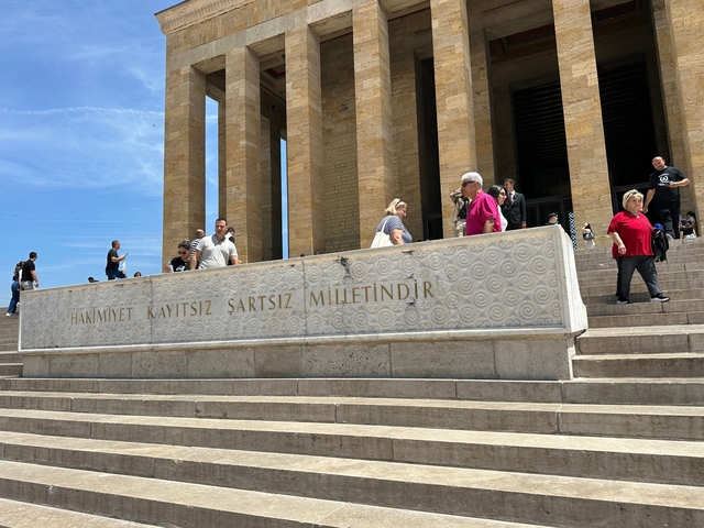       Monumental stairs with people in Ankara, Turkey.
  