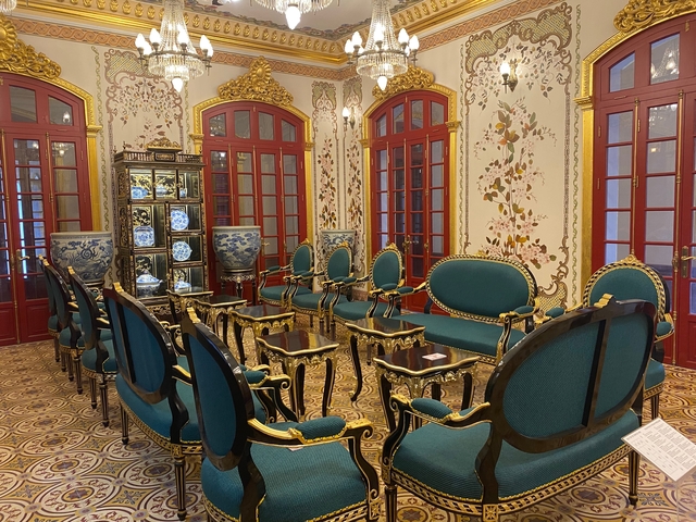       Luxurious interior with ornate furniture and decorations.
  
