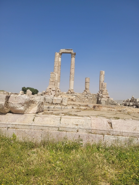 Ruins of an ancient temple with columns.