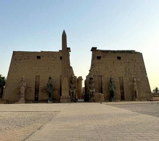 The Luxor Temple with large statues.