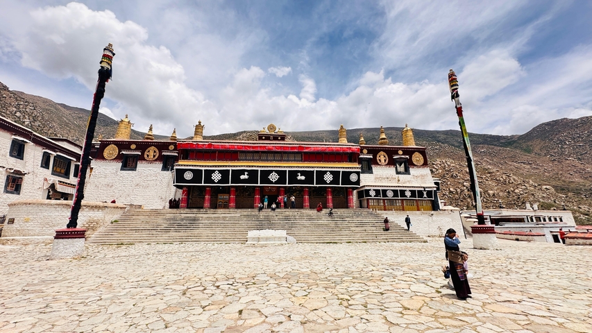 Monastery with traditional Tibetan architecture.