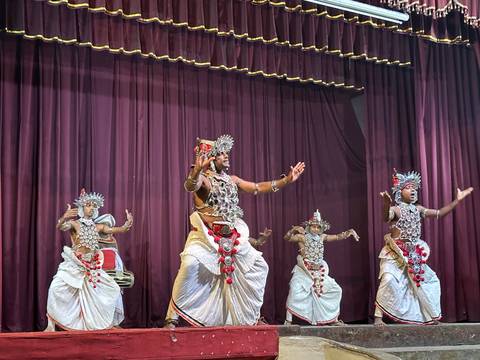       Cultural dance performance with dancers in traditional attire.
  