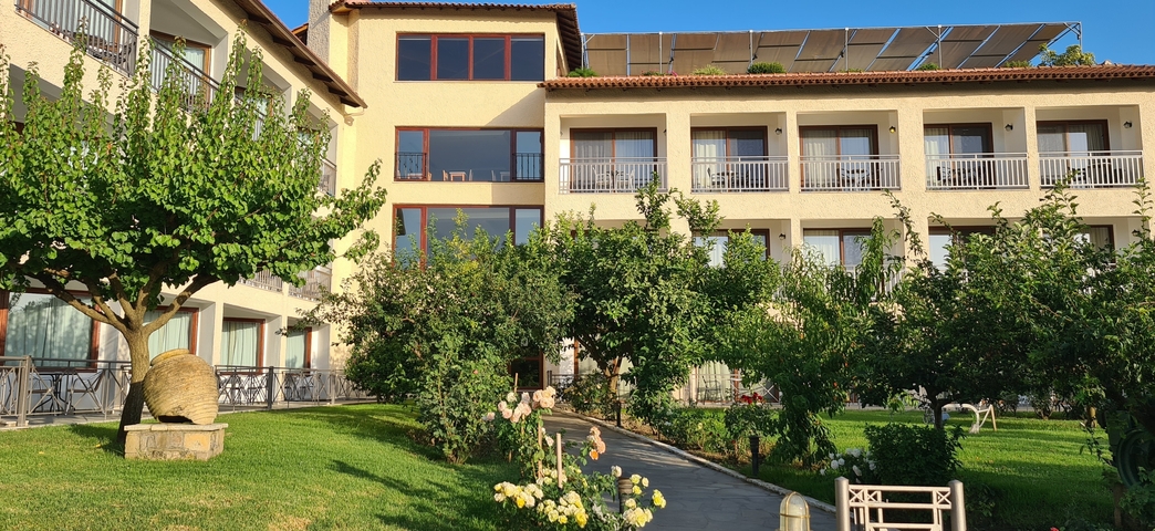 Hotel building with garden